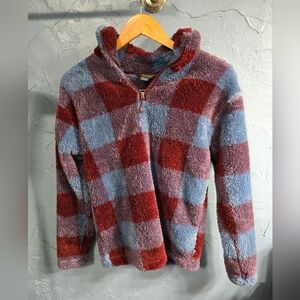 Eddie Bauer Red and Blue Fleece Hoodie